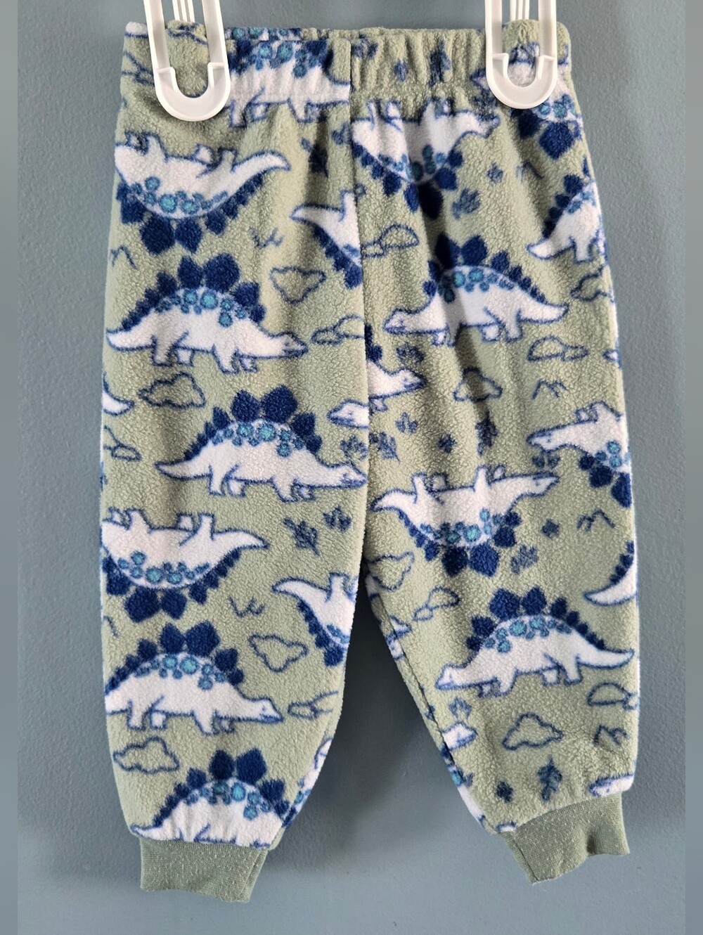 Baby Fleece Pants in Sage Green & Blue Dino Print 12-18m